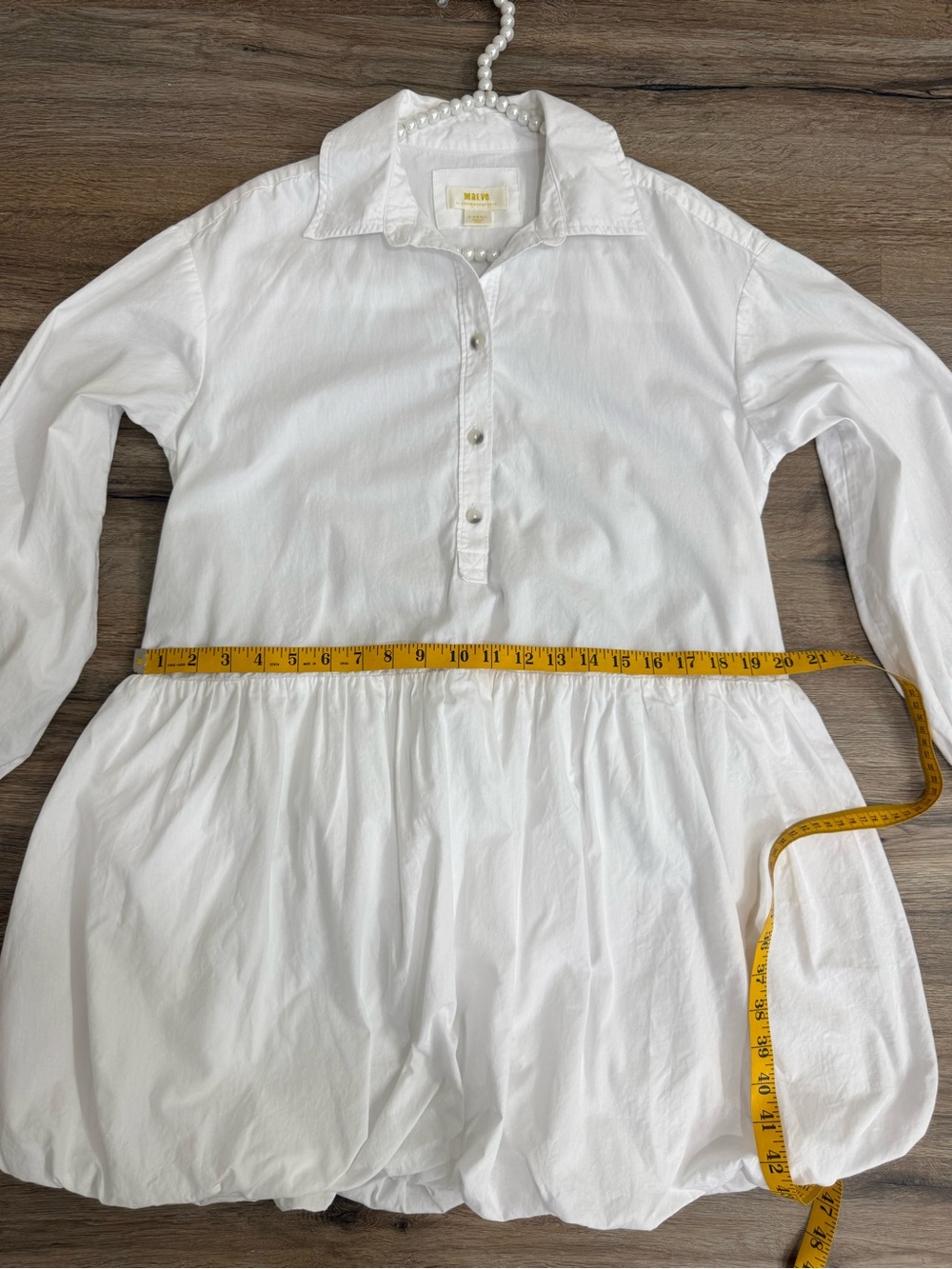 Anthropologie Maeve Bubble Hem Shirt Dress in White size XS-S - Picture 8 of 10